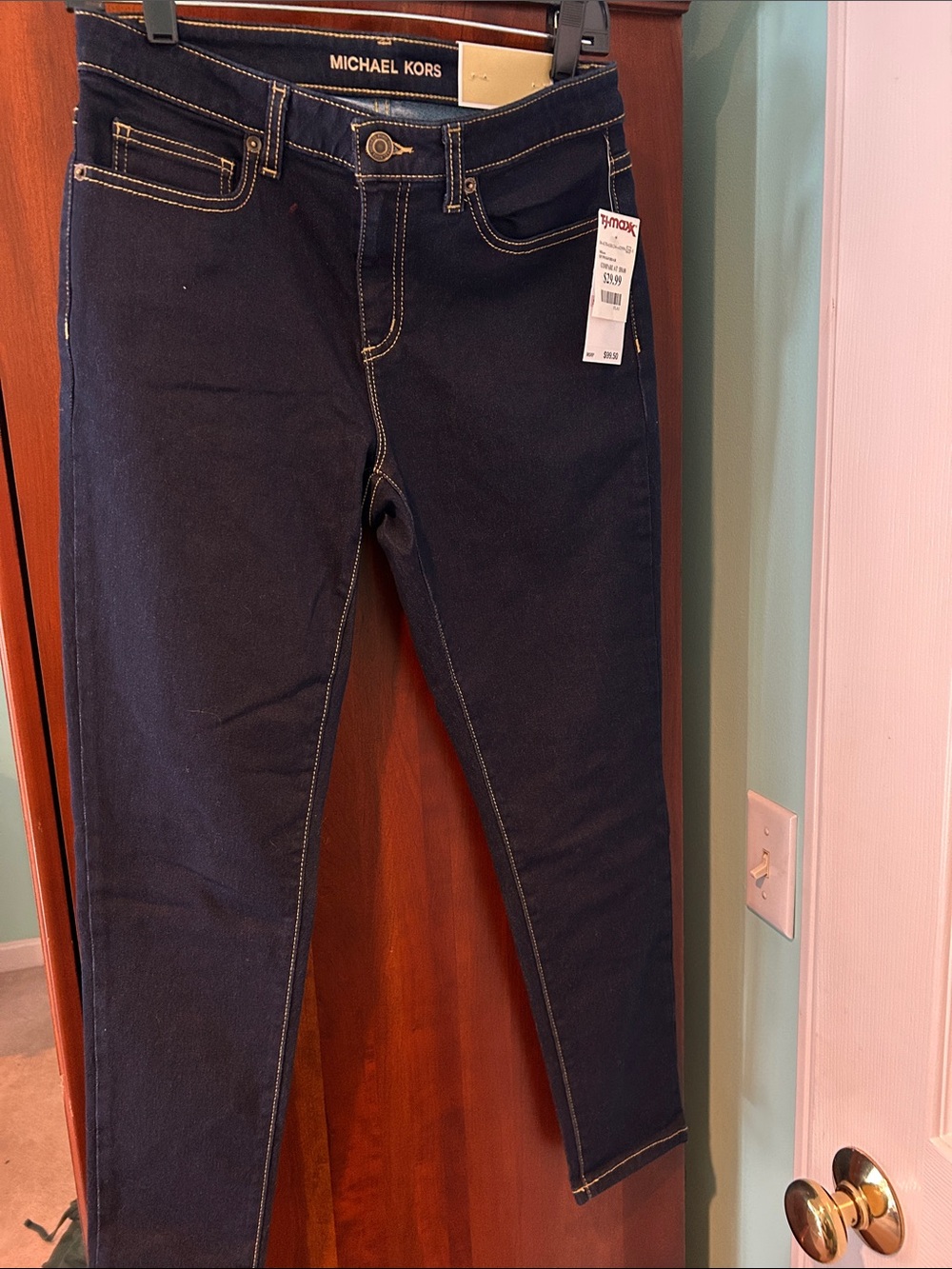 MICHAEL KORS Navy Skinny Jeans with Contrast Stitching